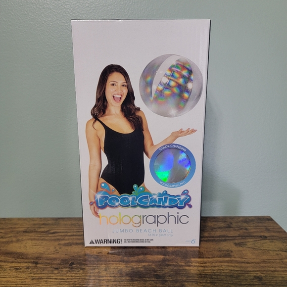 Pool Candy Inflatable‎ Jumbo Beach Ball w/ Holographic 13.75 In Iridescent - Picture 4 of 5